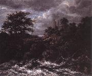 Jacob van Ruisdael Waterfall by Church oil painting artist